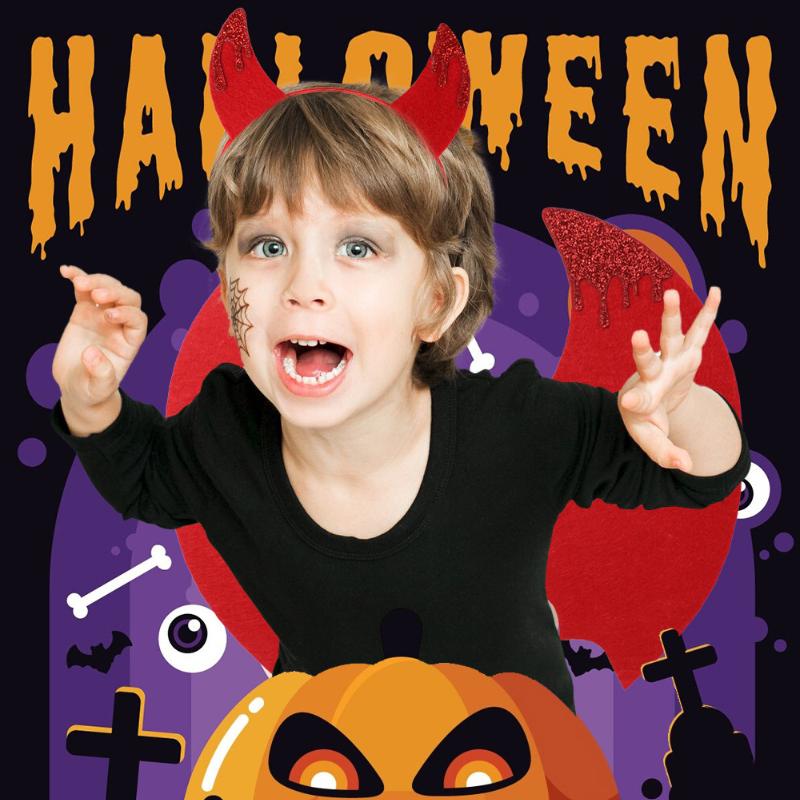 Новый стиль, Хэллоуин, Взрослый, Детский, Набор Красного Дьявола, Повязка на голову, Крылья, Набор для Фестиваля Призраков, Реквизит для переодевания