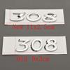 3D ABS Car Badge New 308 Letters Logo Emblem Chrome Black Auto Rear Trunk Decal Sticker Accessories For Peugeot 308 SW GT Line