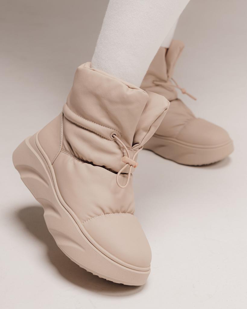 Угги женские на завязках Lola Andy 8920 36 бежевые кожаные шерсть