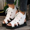 Fashion 5.5cm Cowhide Ankle Roman Sandals Women Summer New Style Ladies Fashion Thick Sole Retro Cool Boots Flat Wedges Student Sandals