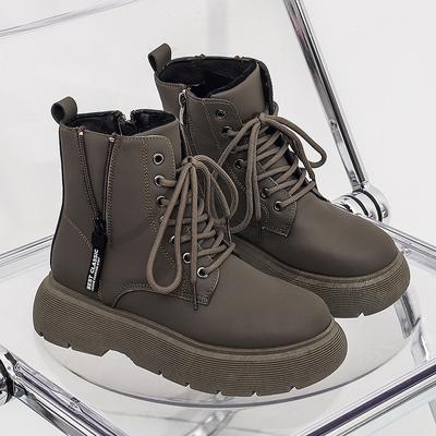 Женские ботинки на платформе 8s Boot Осень-зима Высокие ботинки для улицы Мягкие ботильоны Женские толстые ковбойские ботинки Женская обувь