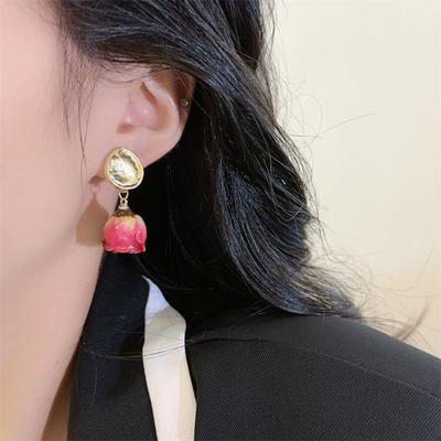 Серьги-украшения для ушей с сохраненной розой Элегантные милые серьги Эстетичный клипс для ушей в виде цветка розы Женские