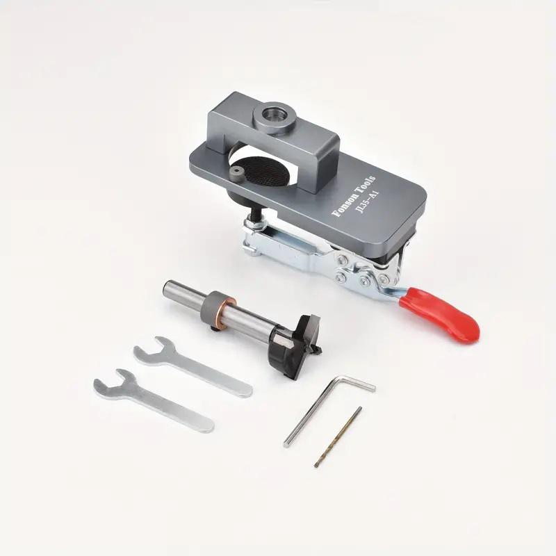 1 Set 35mm Aluminum Cabinet Hinge Jig Precision Locking Dual Jig Fixed Hinge Drill Jig With Complete Accessories