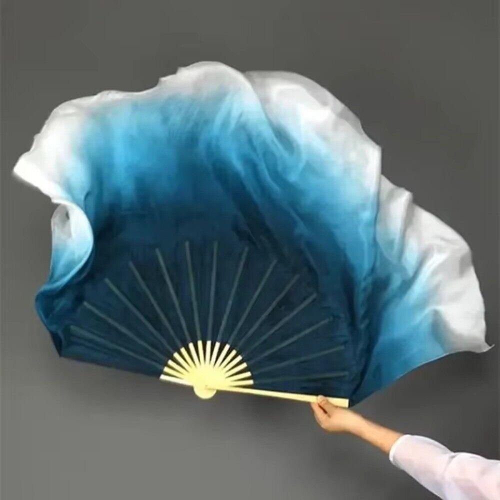 Long Silk Hand Dye Folding Fan Half Circle Belly Dance Fan Durable Classical Dance Fan  For Women