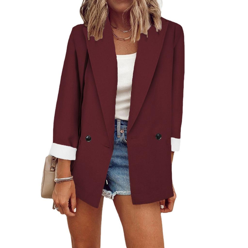Women's Casual Lapel Open Front Cardigan Long Sleeve Work  Suit Jacket Coat