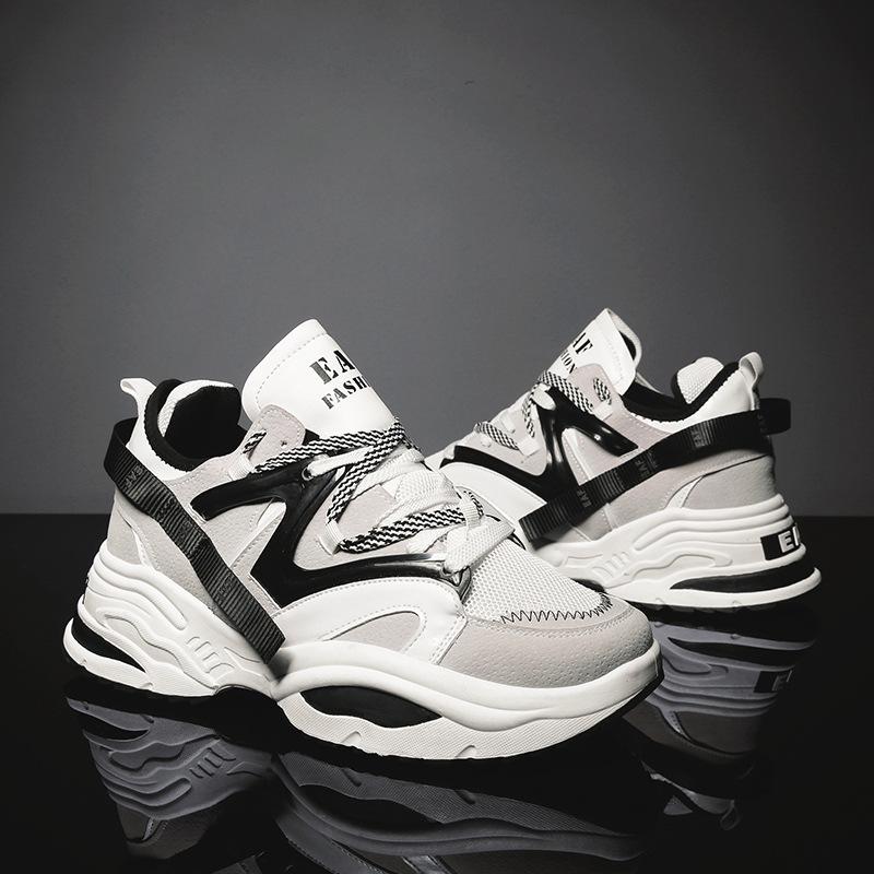 Весенне-осенняя новая пара спортивной и повседневной обуви, дышащая, удобная, увеличивающая рост, многоцветная мужская обувь