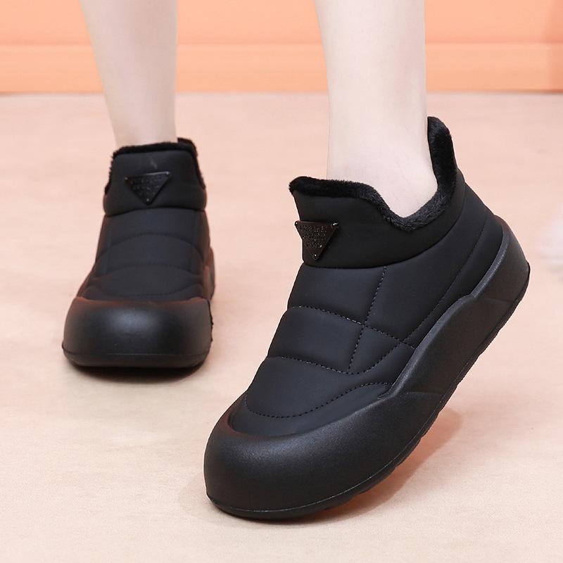 Женские нескользящие водонепроницаемые зимние ботинки на платформе цвета хаки с плюшевой теплой подошвой, повседневная обувь с хлопковой подкладкой, женские ботинки