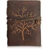 Tree Embossed Leather Diary, Brown Colour Antique Handmade Leather Bound Notepad