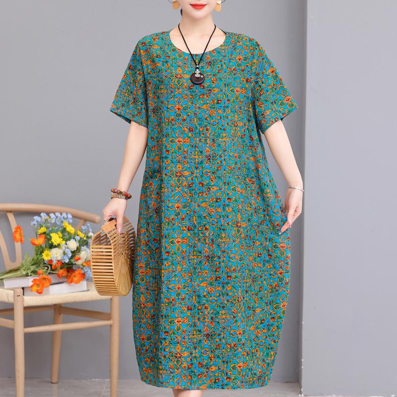 Летнее длинное платье больших размеров, женские свободные элегантные женские винтажные платья с принтом
