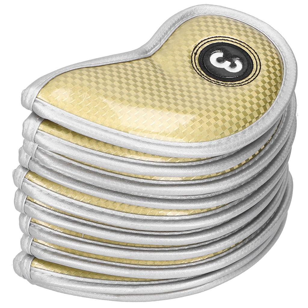 10 шт. чехлы для головок клюшек для гольфа, защитный чехол для номера ПУ, водонепроницаемый аксессуар для гольфа, золото