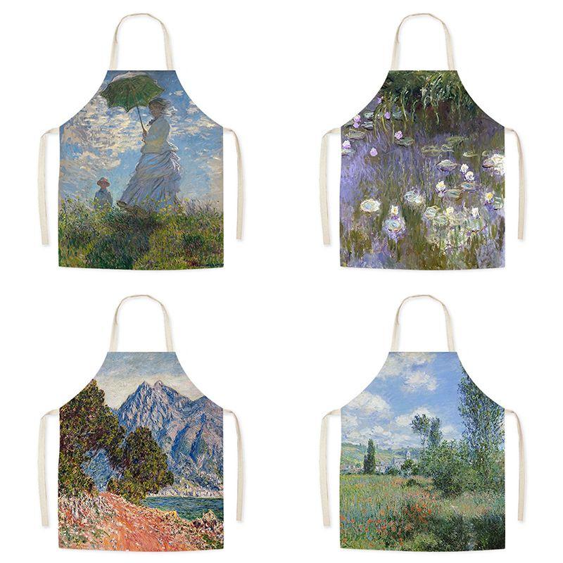 Monet Art Oil Painting Art Student Literary Apron Mori Studio Adult Sleeveless Kitchen Work Waist Bib