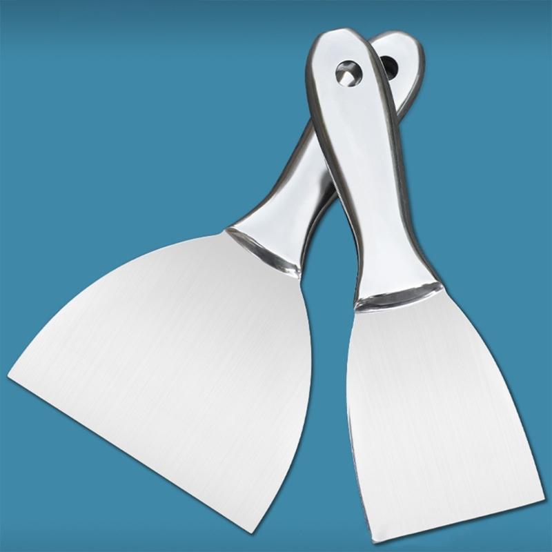 Шпатель с плоским лезвием из нержавеющей стали для заделки швов, идеально подходит для работ по сглаживанию стен и пола, шпатель