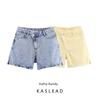 Kaslead Новая женская одежда Западный стиль Мода Простые шорты деним с высокой талией и двойной планкой на талии 5862151
