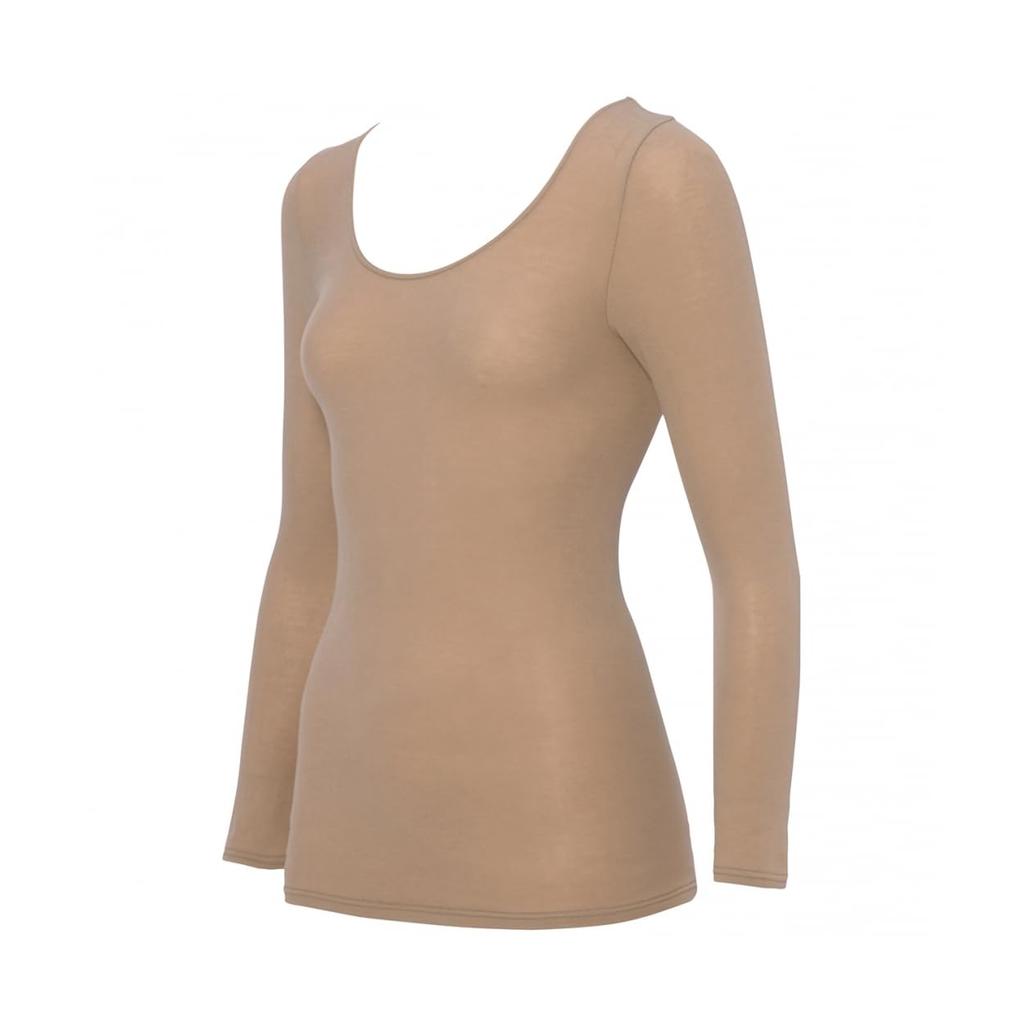 Triumph Warm Cotton Inner 5380 Sleeve Top 00FI LL Size 100% 3/4 (Creamy Mocha)