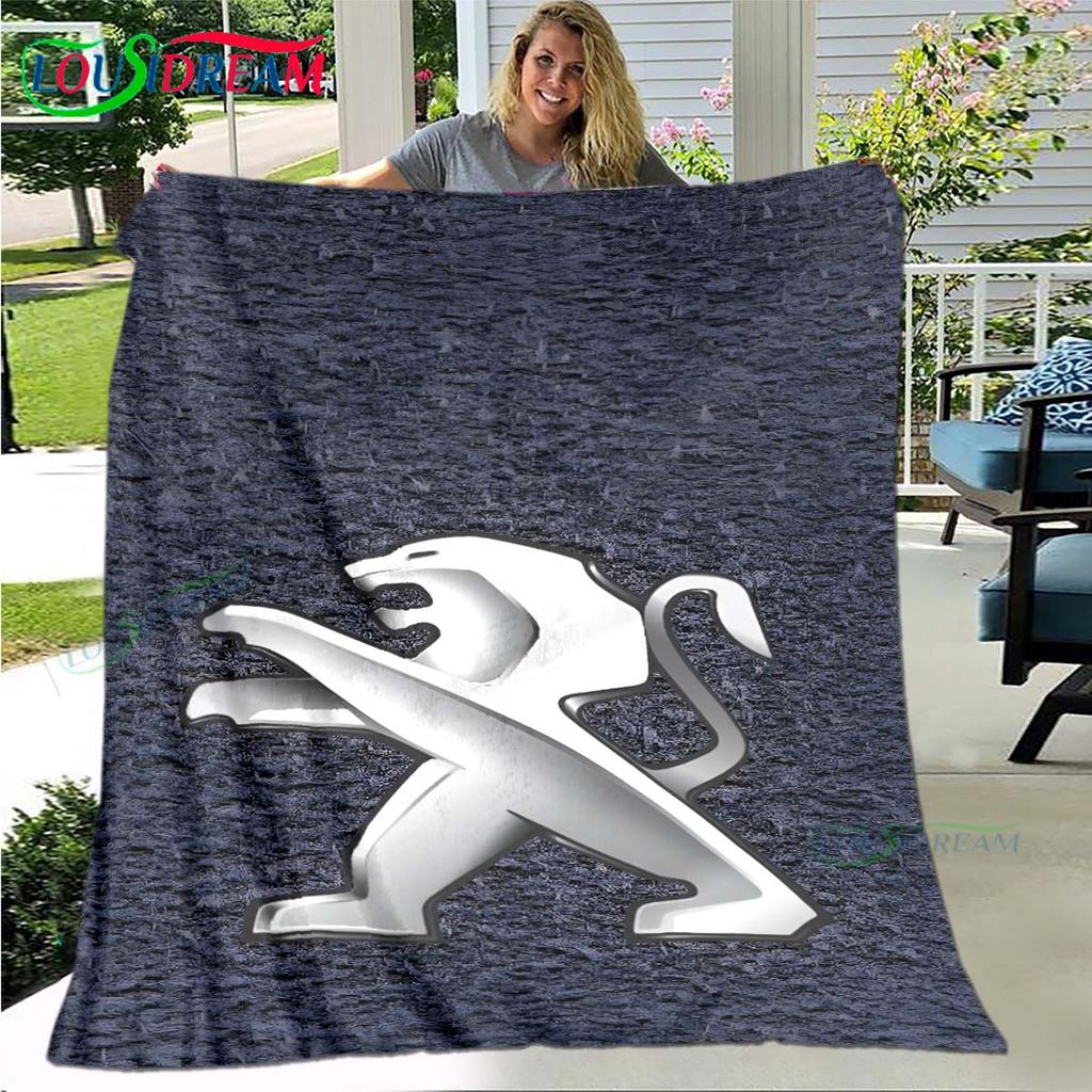Fashion Car P-Peugeot Logo Blanket Flannel Throw Blanket For Home Bedroom Bed Sofa Picnic Office Hiking Leisure Nap Gift