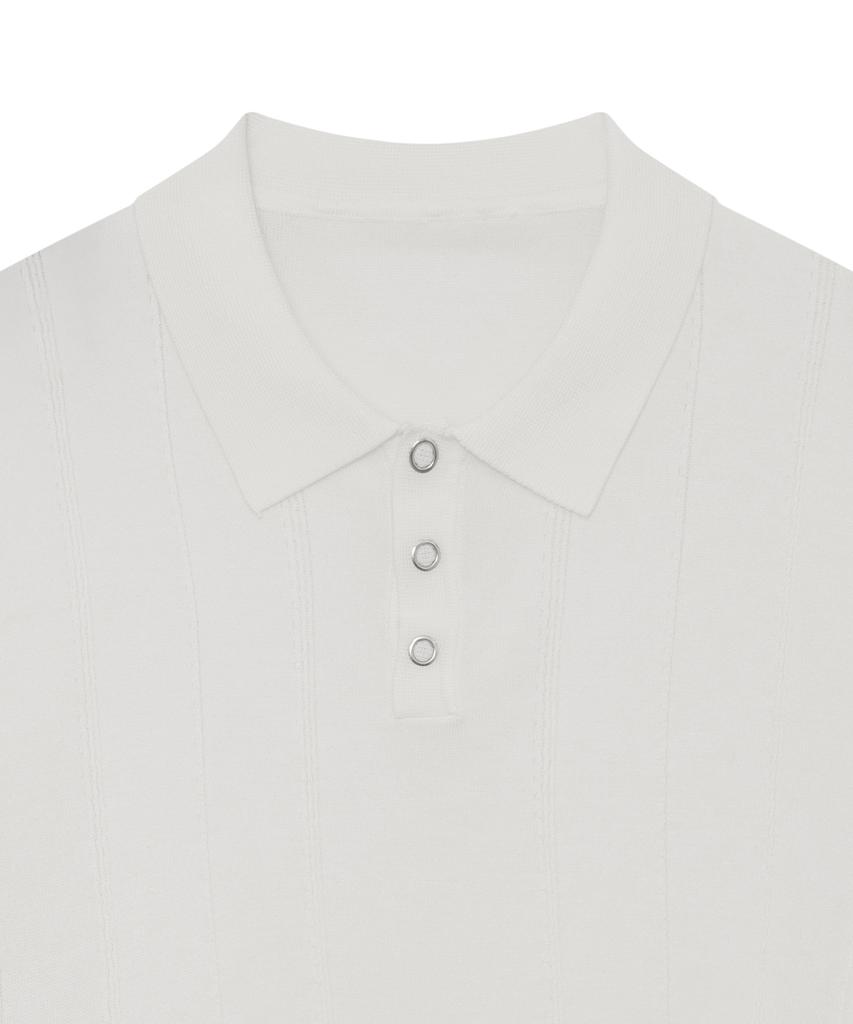 IRONYPORNO WHITELINE 86-Iro354 Multi-Stripe Snap Collar Short Sleeve Knit White