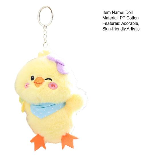 Cute Yellow Chick Plush Keychain Soft Stuffed Animal Pendant Cute Fluffy Bag Backpack Charm Adorable Gift for Animal