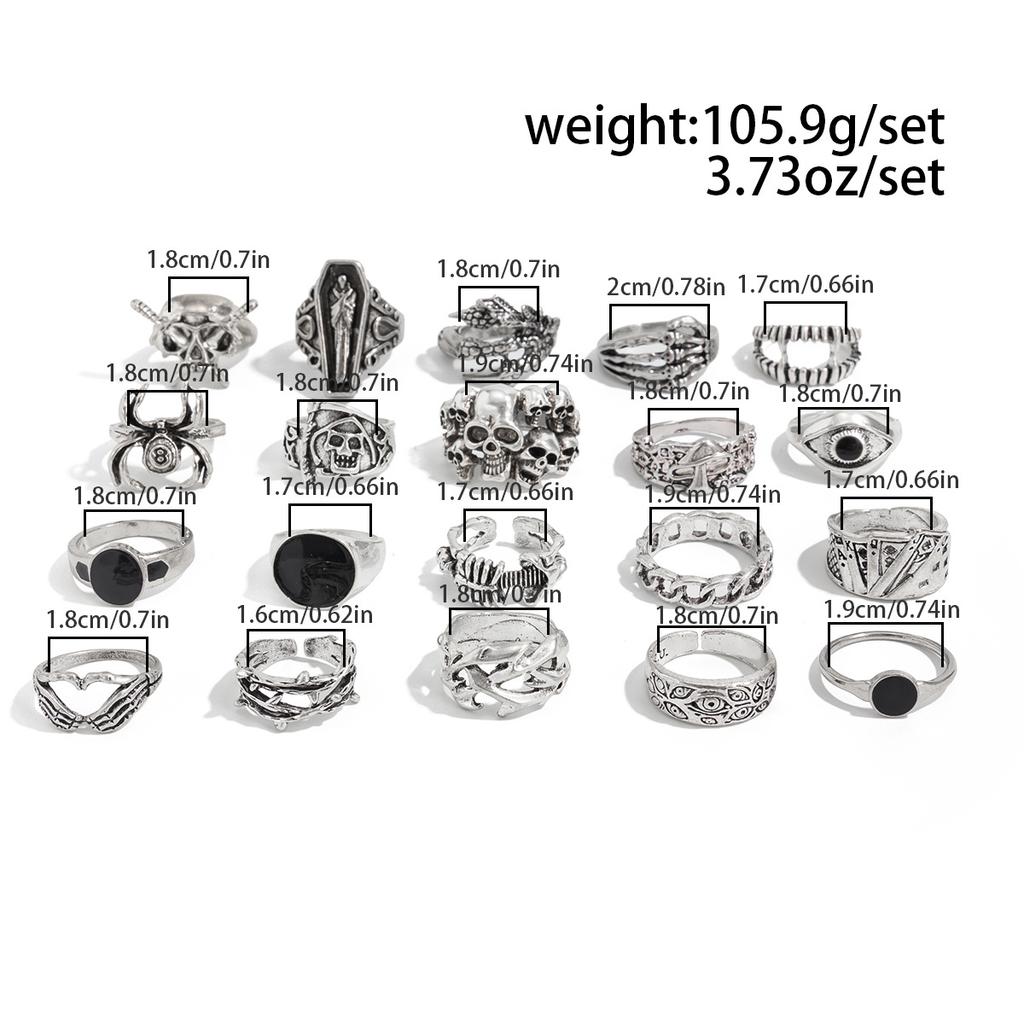 Преувеличенное Кольцо в Панк-Стиле для Мужчин Хип-Хоп Индивидуальность Череп Масляные Капли Набор Колец Винтажные Мужские Украшения