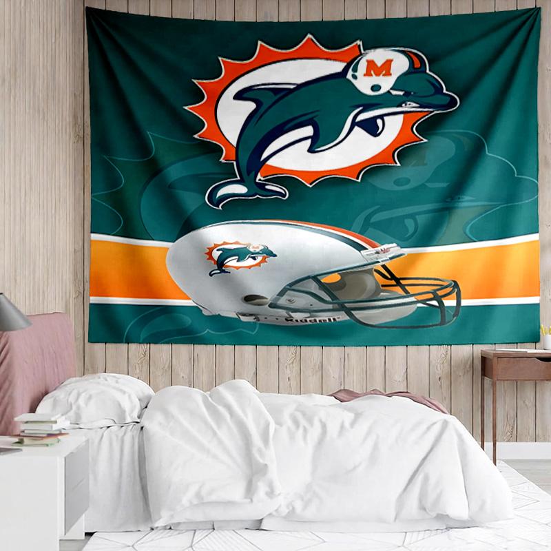 Miami Dolphins logo Tapestry for Bedroom Aesthetic Classroom Tapestries Wall Hanging for Living Room Dorm Office,Ideal Creative Gift