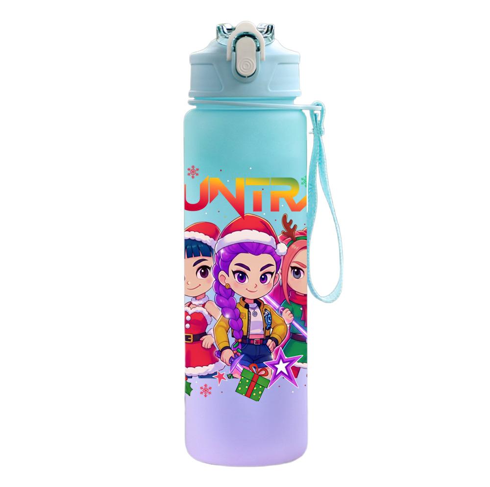 750Ml Water Bottle Cartoon Christmas K-Pop Demon Hunters Printed Large Capacity Drinking Cup Portable Outdoor Sports Water Cup Children Kid Gift