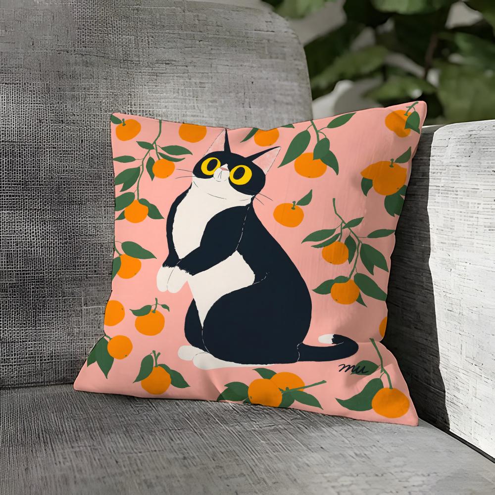 Cute Cat Pattern Pillow Case Linen Pillows Case Cushions Case Sofa Pillows Case Decor Home
