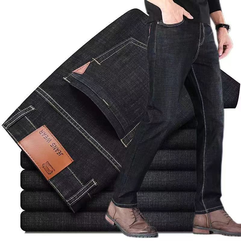 Новые осенние и зимние мужские джинсы, мужская прямая свободная повседневная мужская одежда больших размеров, дешевые рабочие износостойкие джинсы