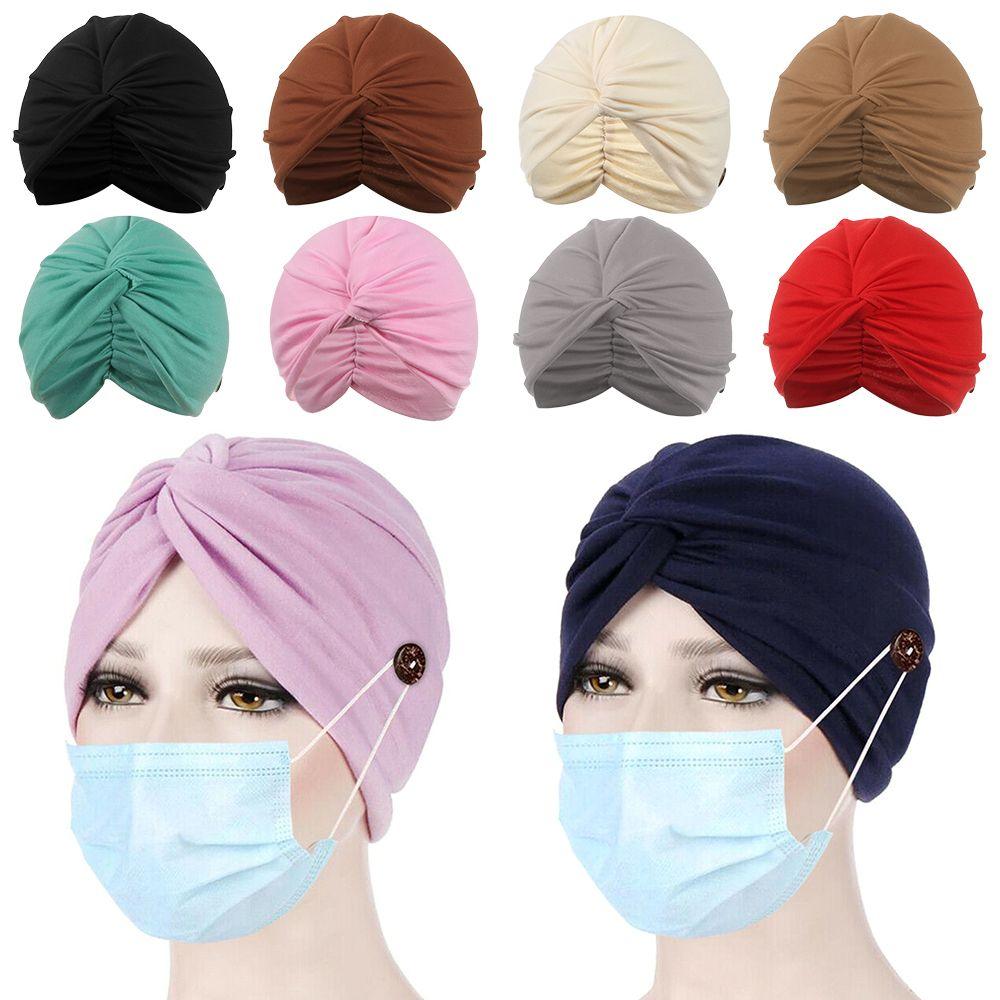 Hair Loss Hat Ear Protection Adjustable Cancer Chemo Cap Head Wrap Bandana Scarf Muslim Turban