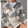 Женская мода, повседневные клетчатые принты, осенне-зимние куртки и пальто-поло с длинными рукавами и воротником