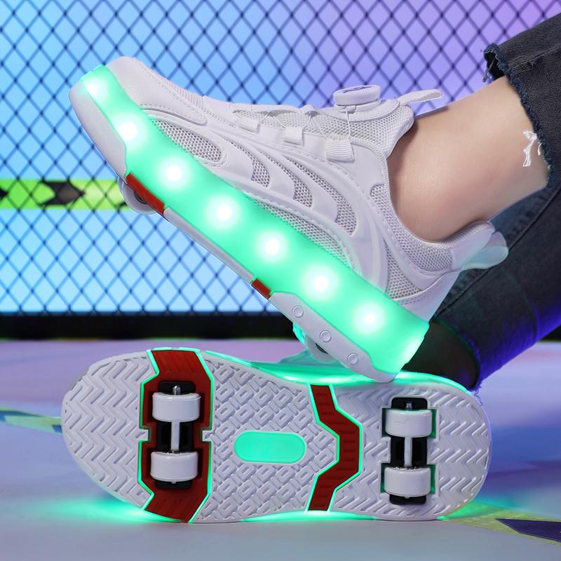 TUINANLE Детская обувь для роликовых коньков с зарядкой через USB, детские кроссовки с автоматической светодиодной подсветкой и мигающей подсветкой для мальчиков и девочек
