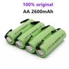 Original AA Rechargeable Battery 1.2V 2600mAh NiMH with Solder Pins for DIY Electric Razor Toothbrush Toys