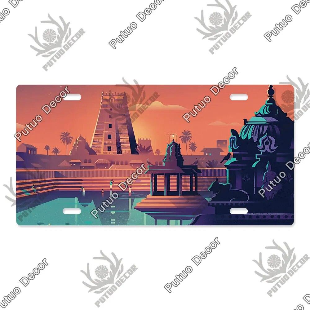 Putuo Decor Illustrations Licenses Plate Tin Sign Plaque Metal Decorative Plate for Car Living Room Door Home Wall Decor