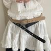 Simple Hollow Out Belt Solid Color Thin Waistband Fashion Leather Belt  for Dresses