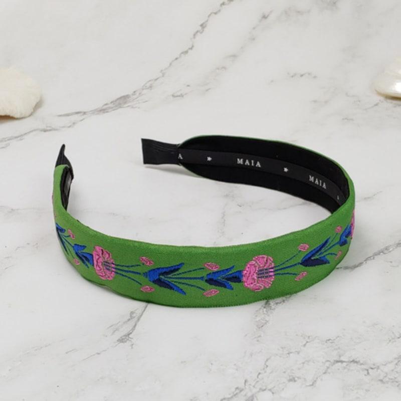 MAIA Повязка на голову с розовым садом - Зеленый