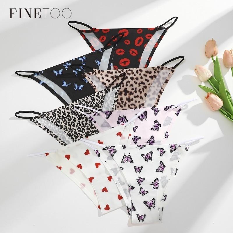 FINETOO Drawstring Print Panty For Women Seamless Briefs Sexy And Comfortable Underwear