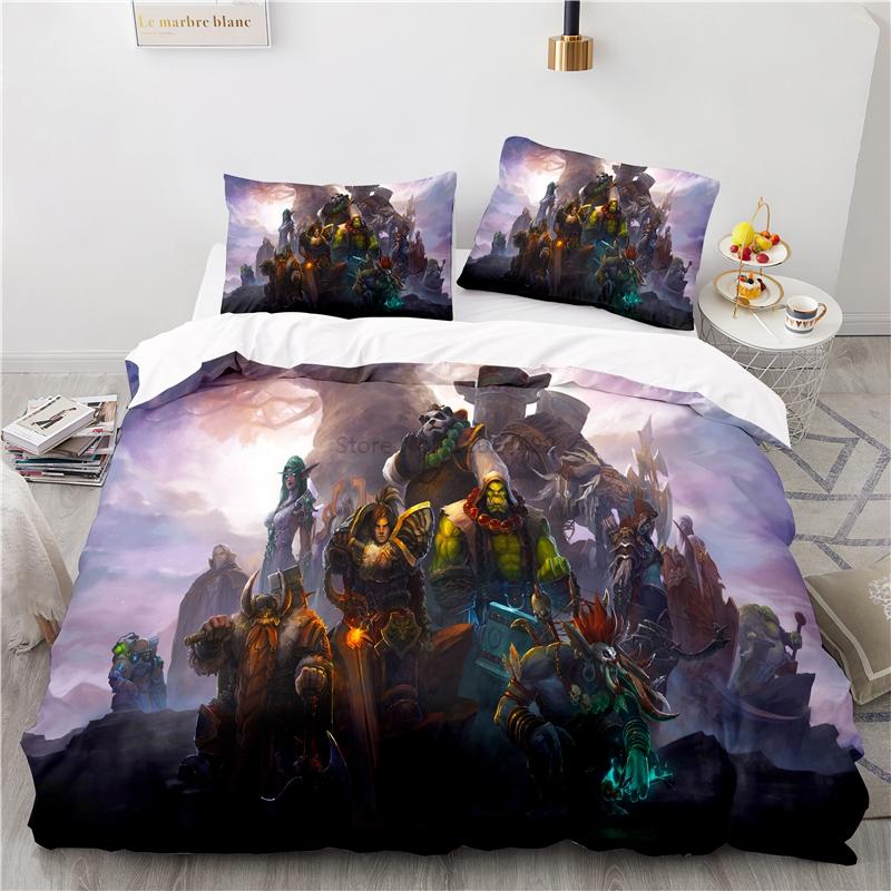 World of Warcraft Games Bedding Set Horde Banner Flag Printed Duvet Cover Set Pillowcase Twin Full Queen King Size Drop Shipping