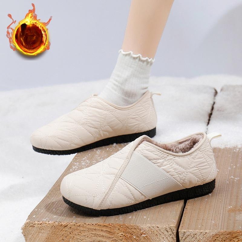Женские зимние туфли на плоской подошве с подкладкой из искусственного меха, легкие нескользящие домашние туфли на плоской подошве для дома и улицы, повседневные теплые туфли-лоферы с круглым носком для женщин