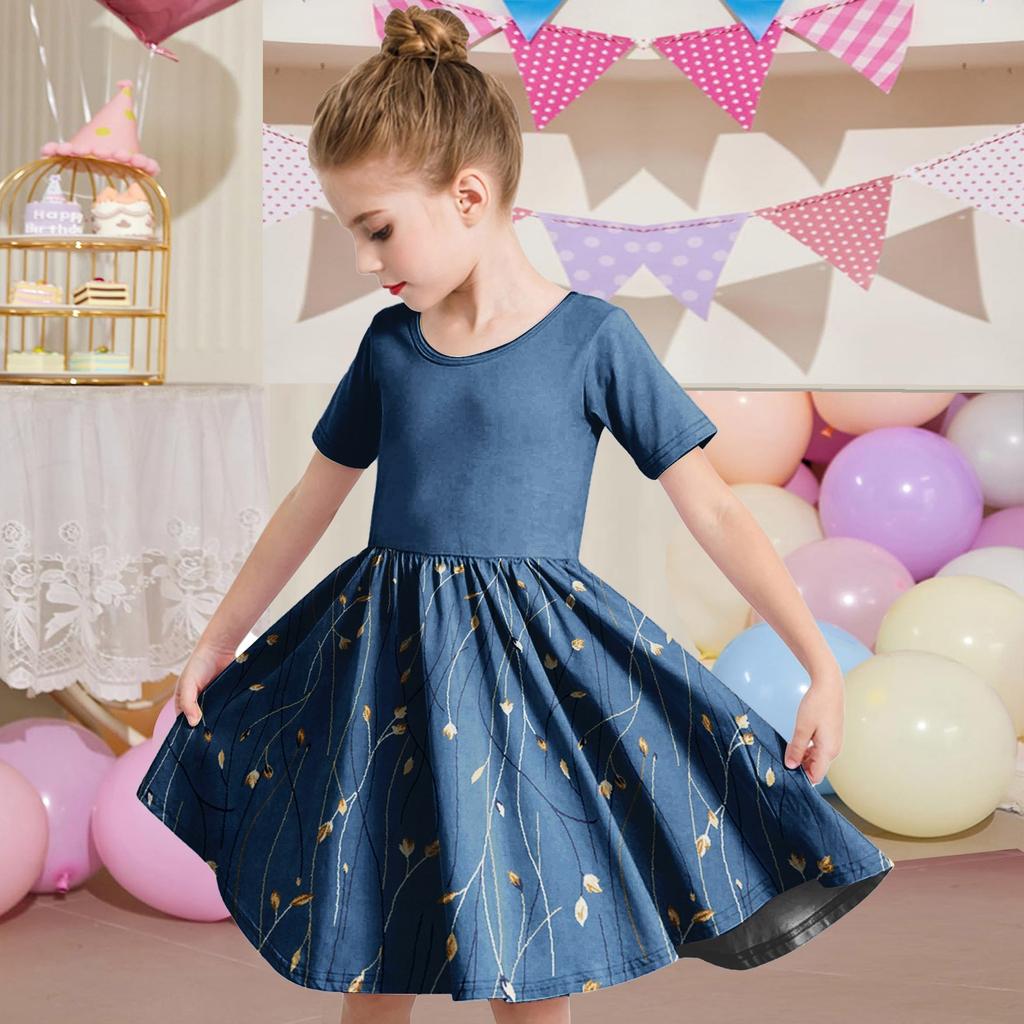 Летнее платье для девочек, платье для малышей, однотонное повседневное платье-футболка с коротким рукавом А-силуэта