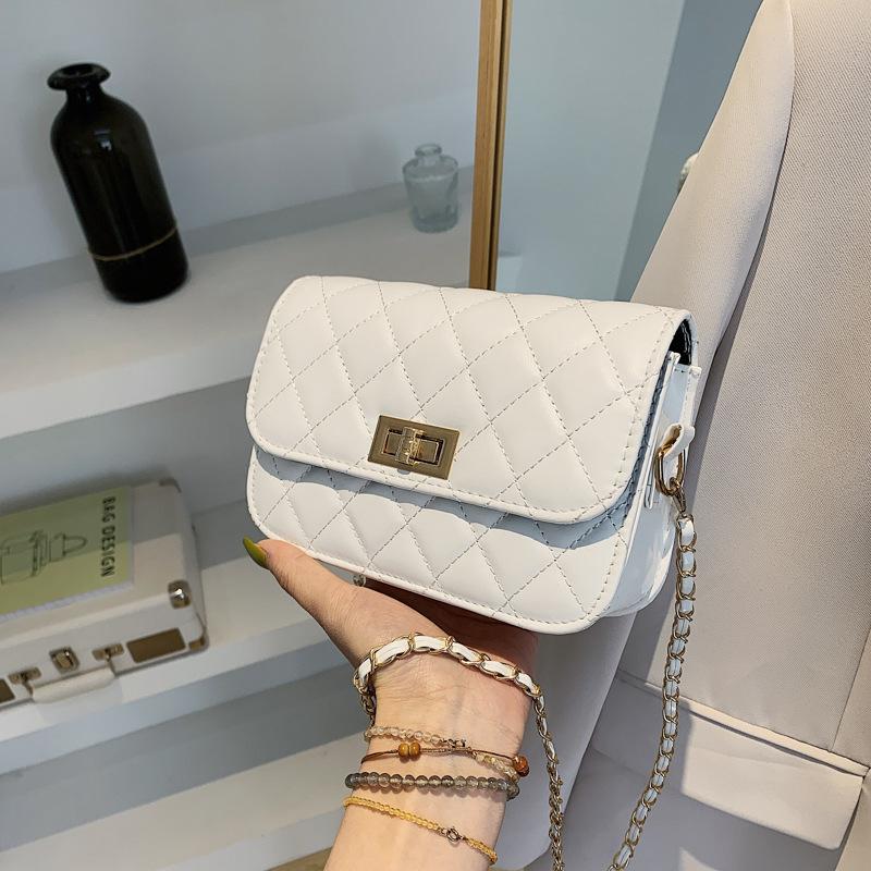 Rhombus Solid Color Chain Small Square Bag 2025 New Fashion Shoulder Bag Simple Messenger Women's Bag