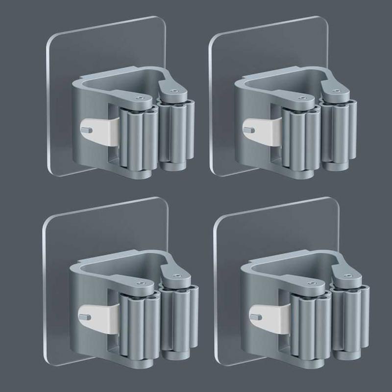 4 шт. держатель для швабры, щетки, бытовая стойка для хранения, самоклеящиеся крючки, настенный держатель для швабры, вешалка для щетки, органайзер