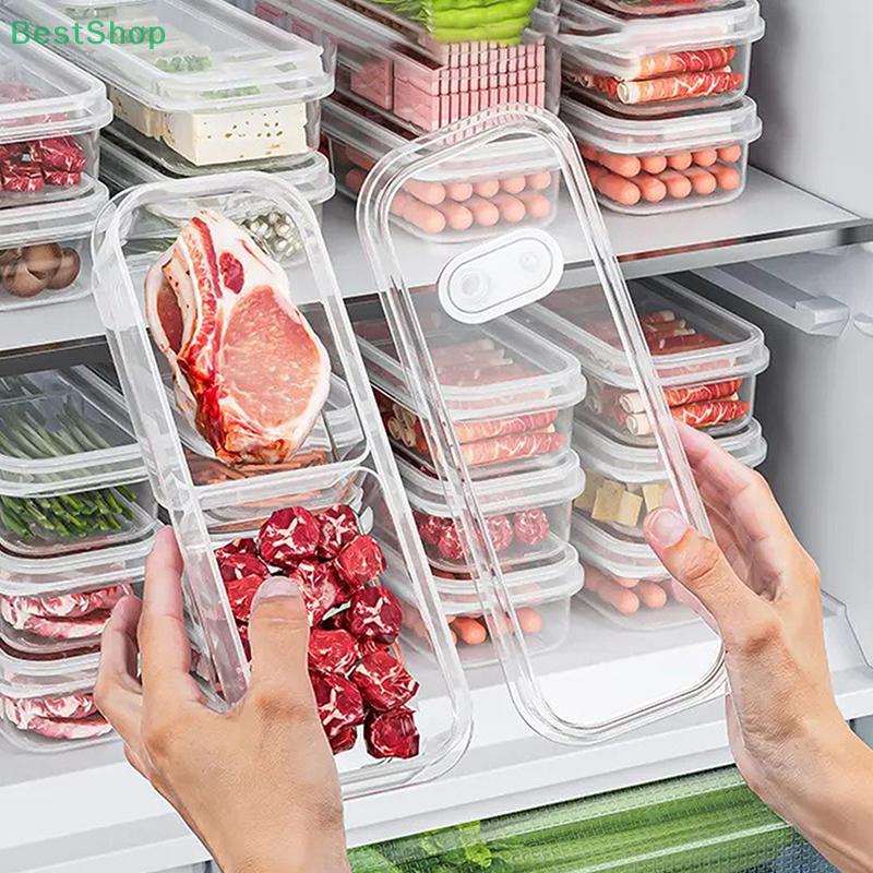 Прямоугольный многосекционный контейнер для хранения продуктов в холодильнике, прозрачный пластиковый герметичный контейнер