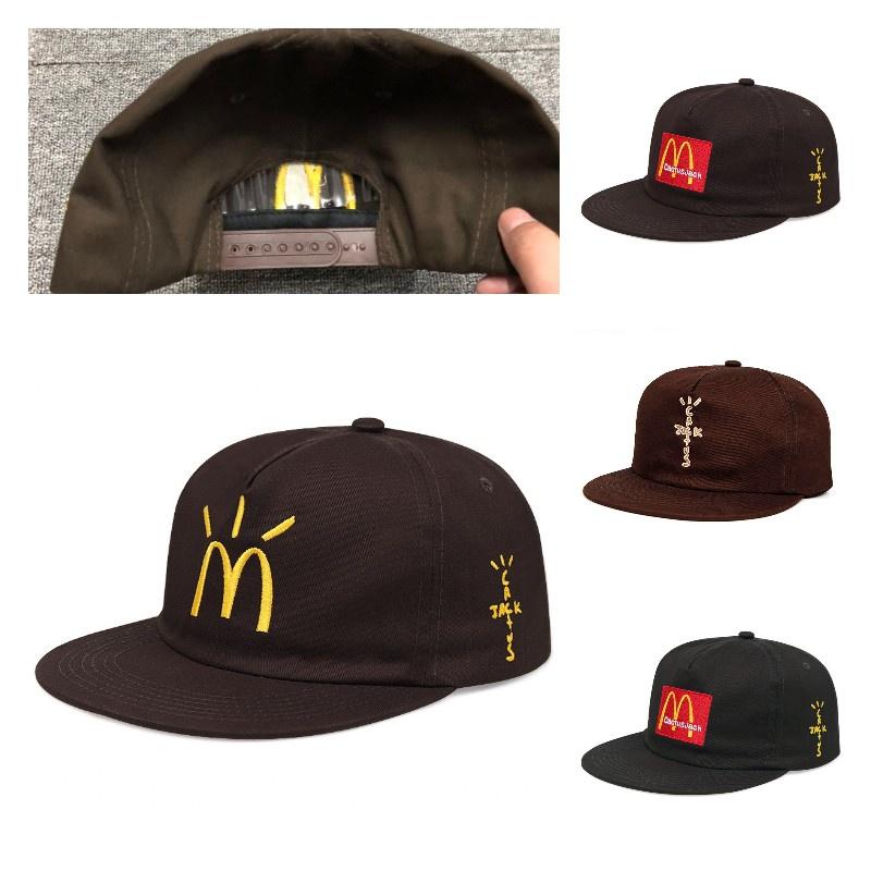 Бейсболка Travis Scott Mcdonald's Collaboration Вышитая, Регулируемая, Хлопок, Широкие поля