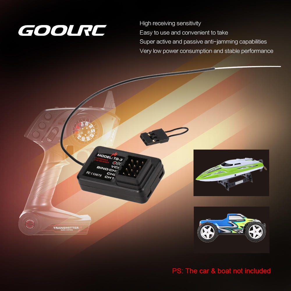 2pcs GoolRC TG 3 2.4G 3CH RC Car Boat Receiver for GoolRC TG3 AUSTAR AX5S Transmitter