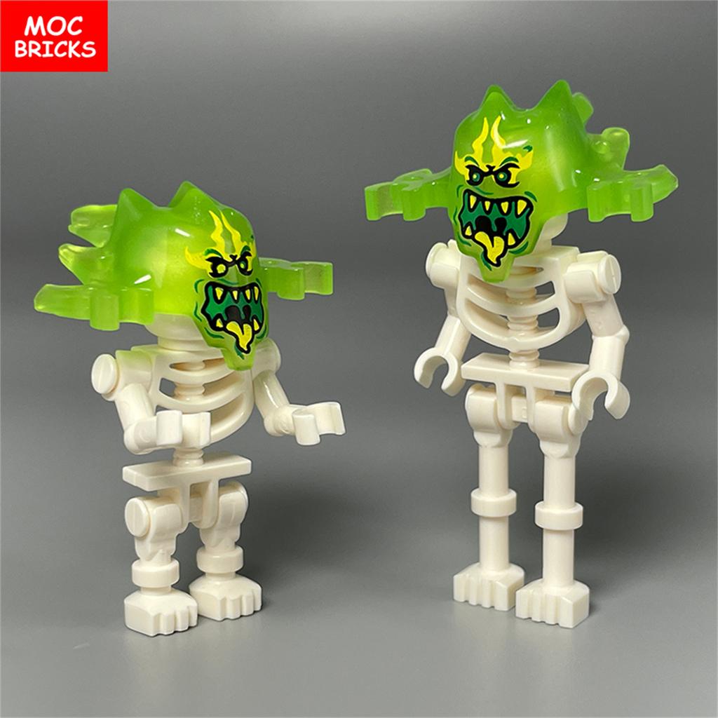 Нетоксичные Moc Кирпичи Хэллоуин Светящийся Шлем Фигурка Призрак Строительные Блоки Аксессуары Подарки для Детей Детские Игрушки
