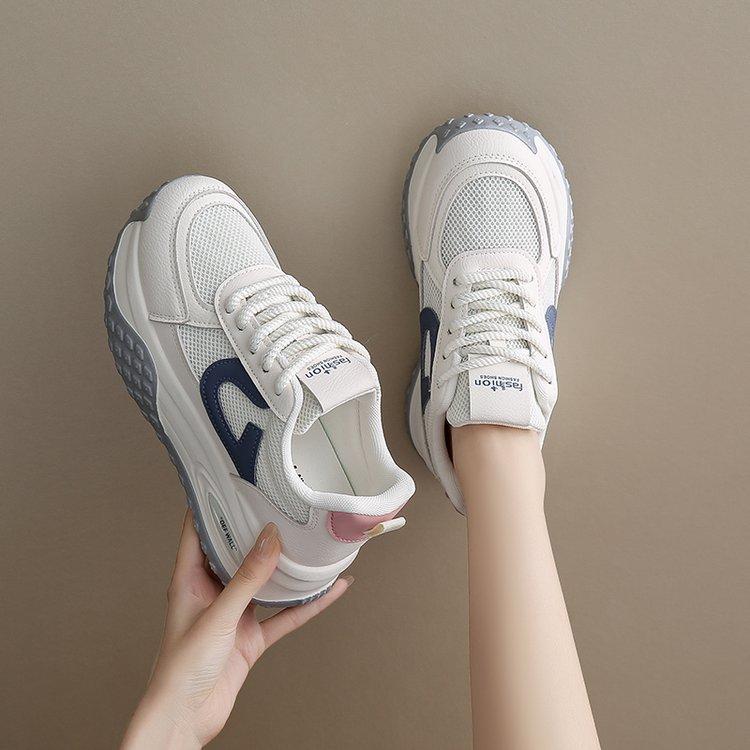 Спортивная и повседневная обувь на платформе папины кроссовки женские новинки лета 2024 года модная, удобная и дышащая универсальная женская