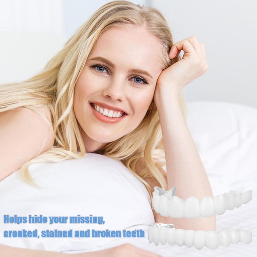 1 Pair Teeth Veneers Men Women Brightening Dentures Temporary False Teeth Cover Instant Imitation Braces For Confidence Smile