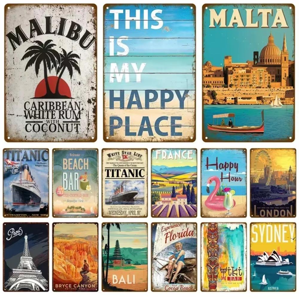 1PC Transform Your Space This Summer: 1PC Exquisite Vintage Metal Plaque, Perfect for Coastal Decor In Homes, Beach Bars & More