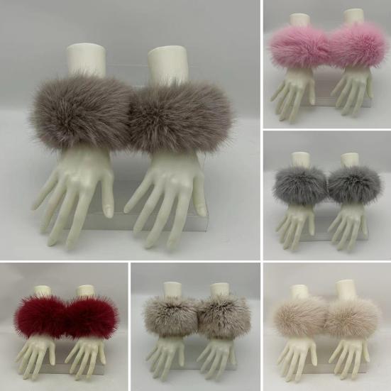 1 пара искусственных меховых напульсников, пушистые женские плюшевые манжеты, ветрозащитный тепловой аксессуар для курток и свитеров