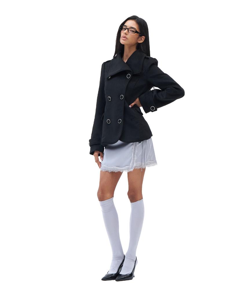 HILLDA Wide Lapel Brushed Jacket [Black]