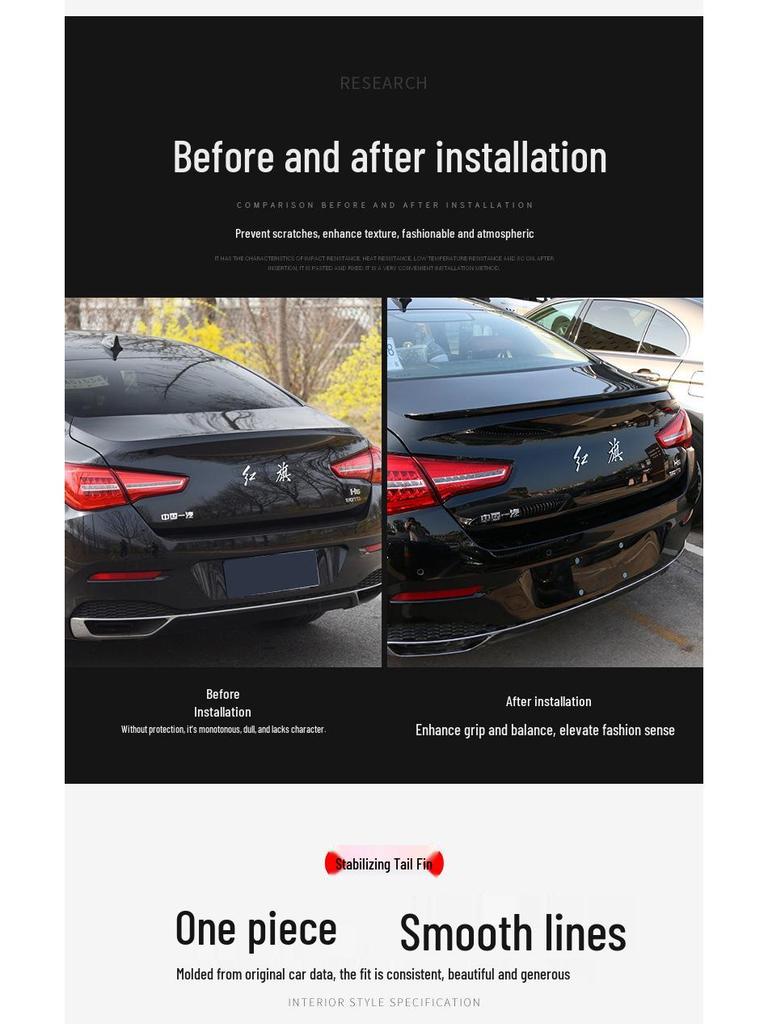 Совместимый задний спойлер Hongqi H5: Окрашенное крыло без сверления для 18 моделей