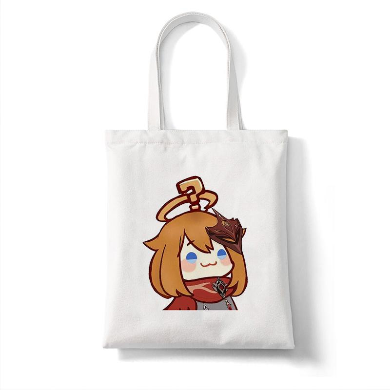 Холщовая сумка-шоппер Genshin Game Kawaii Аниме Сумки для покупок Сумки Сумка на плечо Повседневная сумка Женская эко-сумка большой емкости